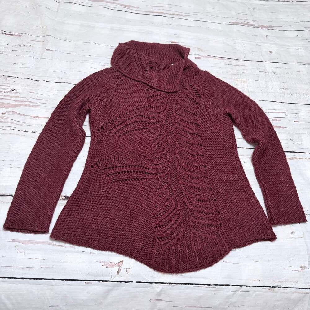 Alpaca Wool Italy Made MOTH Anthropologie Wine Tunic Sweater S - Picture 2 of 12